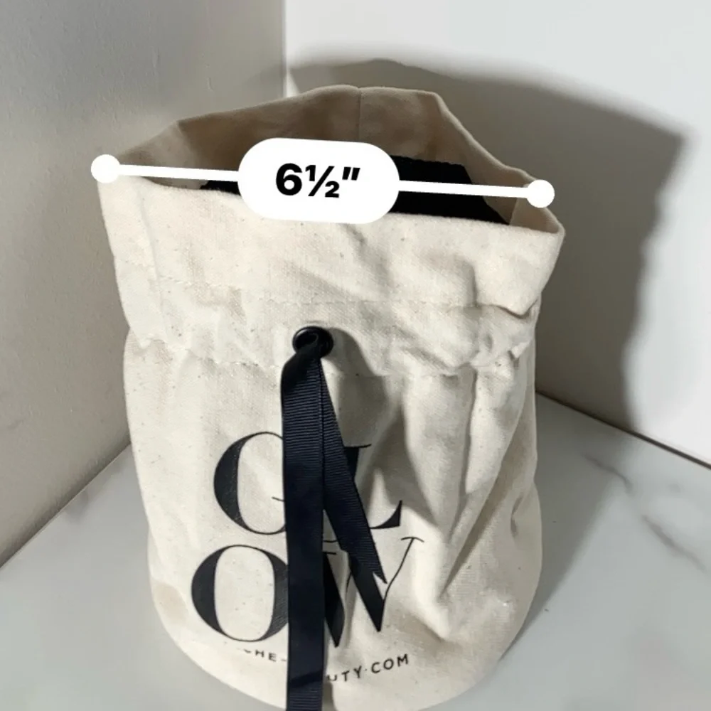 Set of 3 Canvas Zip Pouch bags - Natural with Black Text NWT